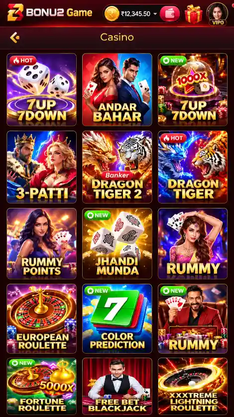 BONU2 Game casino category screen