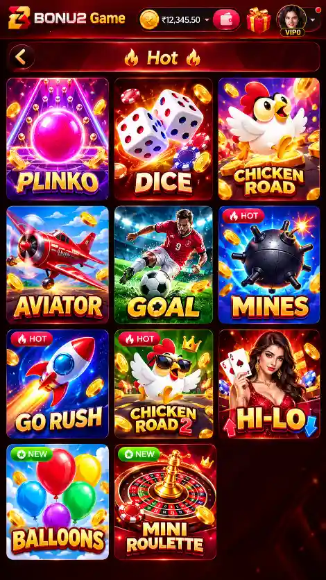 BONU2 Game Hot Games lobby interface
