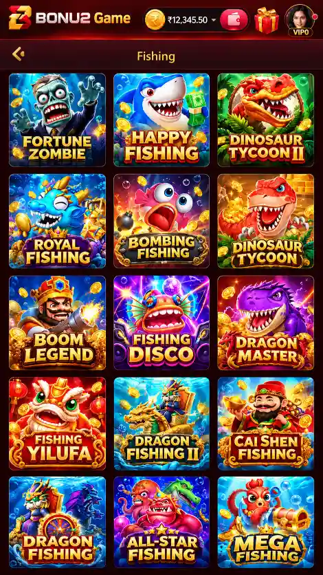 BONU2 Game fishing games menu interface